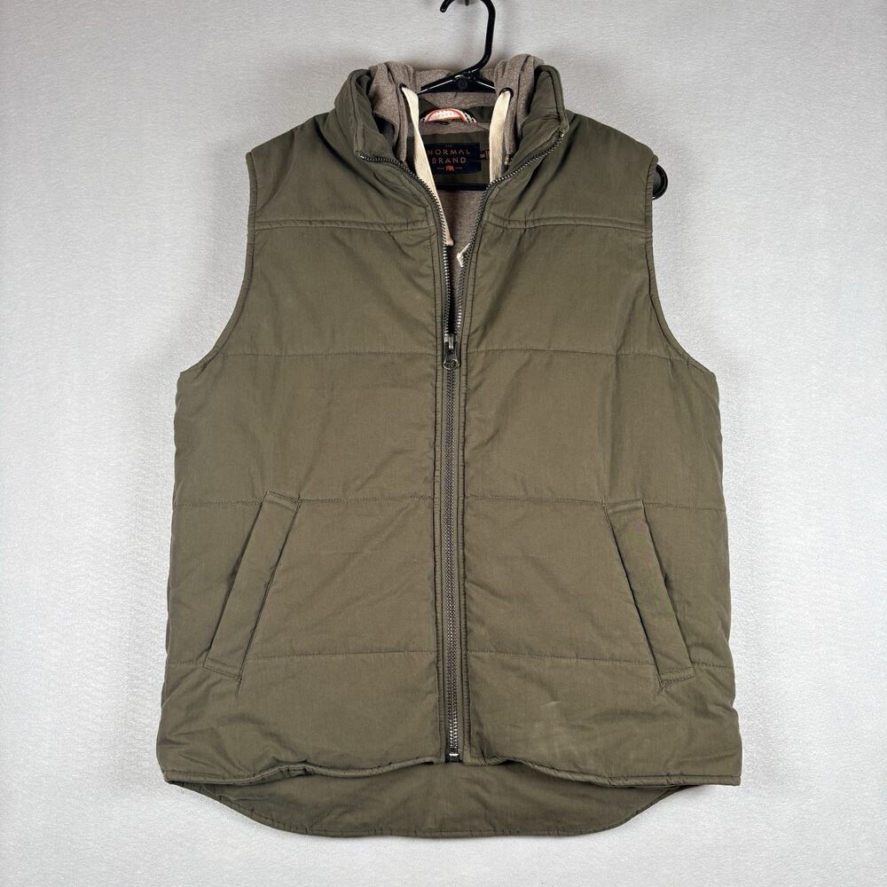 The Normal Brand Men's Medium Olive Quilted Hooded Sherpa Vest
